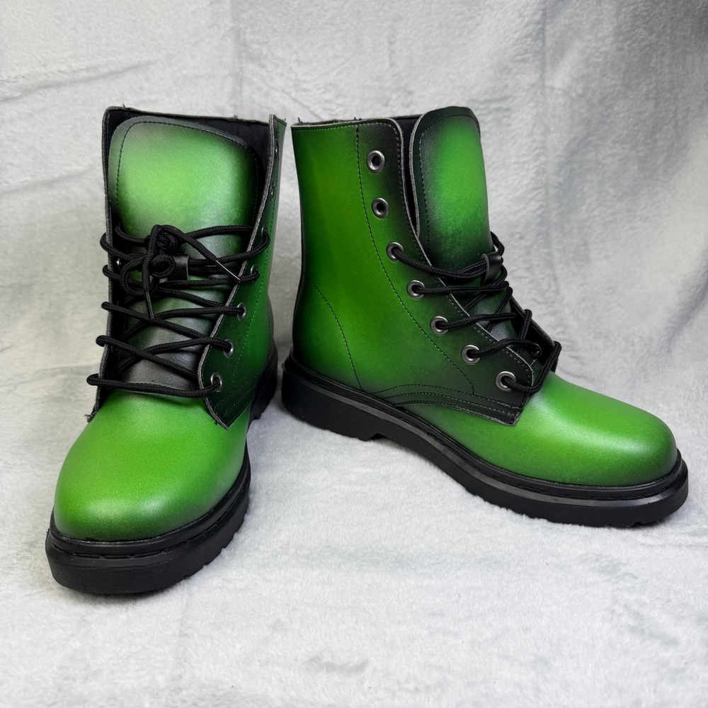 Rogue + Wolf Mystic Moss Combat Boots Womens 8.5 Green Ombre Faux Leather